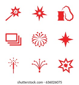 Burst icons set. set of 9 burst filled icons such as sparkler, fireworks, burst, explosion, smoking can, explode