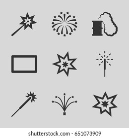 Burst icons set. set of 9 burst filled icons such as sparklers, sparkler, fireworks, burst, explosion