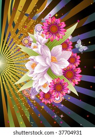 a burst of light, color, and floral elements