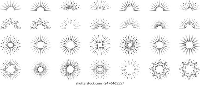 burst, light rays, sun beams, fireworks or flash retro  abstract designs