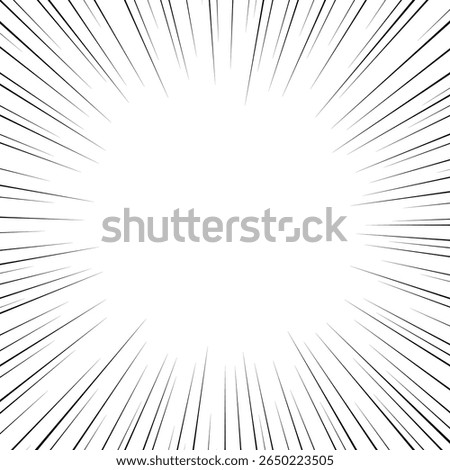 A burst of lines radiating from the center, creating a dynamic and energetic effect. The background is white, emphasizing the lines that create a sense of movement and excitement.