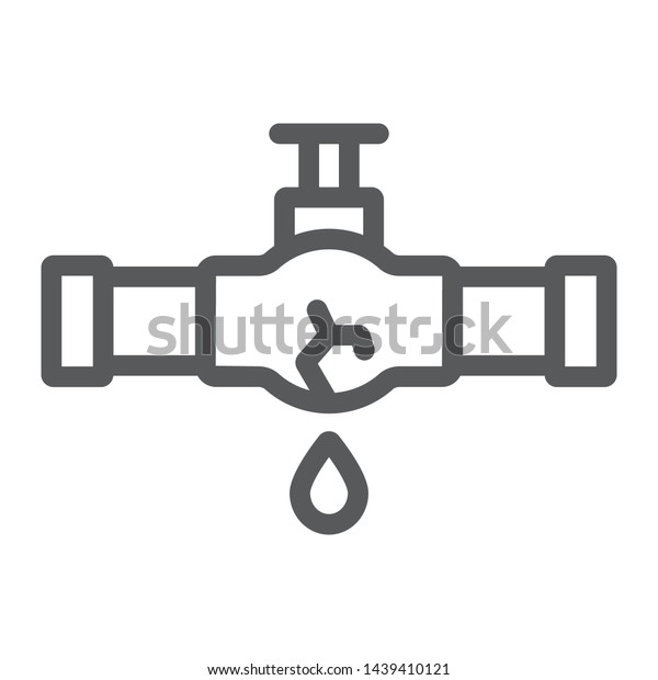 Burst oil pipe line icon, crack and plumber, oil leak\
sign, vector graphics, a linear pattern on a white background, eps\
10.
