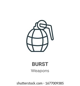 Burst outline vector icon. Thin line black burst icon, flat vector simple element illustration from editable weapons concept isolated stroke on white background