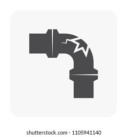 Burst Pipe And Water Leak Icon, Water Leak Is A Plumbing Problem And Need Repair By Plumber And Tool. Burst Pipe Cause By Pressure, Frozen Or Other Concusasion. Vector Illustration Design Icon.