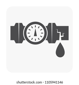 Burst Pipe And Water Leak Icon.