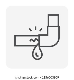 Burst pipe and water leak icon, Water leak is a plumbing problem and need repair by plumber and tool. Burst pipe cause by pressure, frozen or other concussion. Vector illustration design icon.