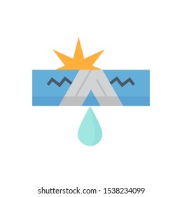 Burst Pipe And Water Leak Icon, Water Leak Is A Plumbing Problem And Need Repair By Plumber And Tool. Burst Pipe Caused By Pressure, Frozen Or Other Concussion. Vector Illustration  Design Icon.