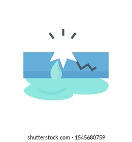 Burst Pipe And Water Leak Icon, Water Leak Is A Plumbing Problem And Need Repair By Plumber And Tool. Burst Pipe Caused By Pressure, Frozen Or Other Concussion. Vector Illustration  Design Icon.