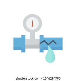 Burst pipe and water leak icon, Water leak is a plumbing problem and need repair by plumber and tool. Burst pipe caused by pressure, frozen or other concussion. Vector illustration  design icon.