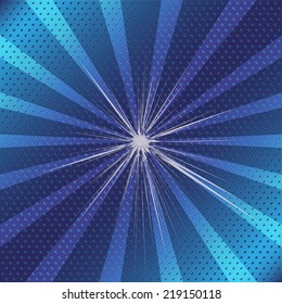 Burst rays blue background with halftone