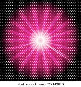 Burst rays dark purple background with halftone