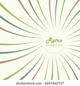 arrière-plan rétro éclaté avec des lignes éclatées radiales lisses en vert olive, rose poussiéreuse et sarcelle sourde. style vintage sunburst avec des rayons clairs et abstraits. idéal pour le pop art, les affiches, le web design et le branding