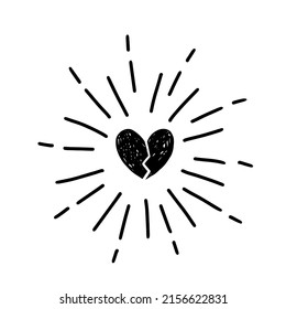 Burst sparkling explosion monochrome scribble doodle art radial isolated on white background. Comic cute art illustration.