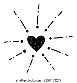 Burst sparkling explosion monochrome scribble doodle art radial isolated on white background. Comic cute art illustration.