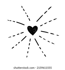 Burst sparkling explosion monochrome scribble doodle art radial isolated on white background. Comic cute art illustration.