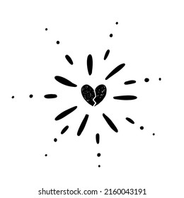 Burst sparkling explosion monochrome scribble doodle art radial isolated on white background. Comic cute art illustration.