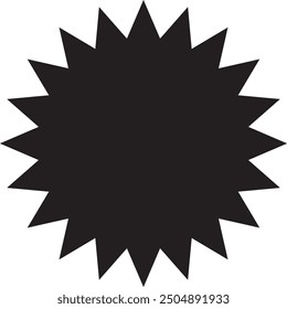 Burst star vector shape, isolated black color object, white background