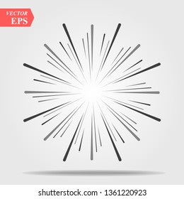 Burst of sun rays in hipster line style. Vector graphic lines of sun beams.Sun stylized geometrical pencil sketch ornament drawing for tattoo, decoration design element eps10