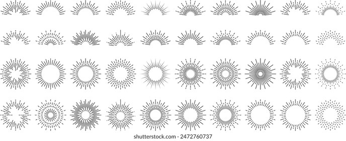 burst, sunrays, light rays shine or blast line vintage and abstract editable stroke design collection