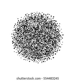 Burst from triangles. Halftone abstract dotted surface. Black dots on white background. Black and white Sunburst background. Retro vintage hipster style.