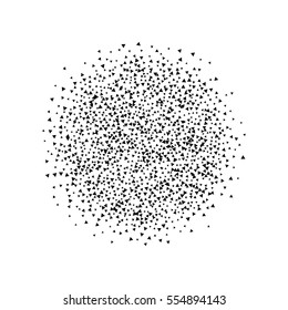 Burst from triangles. Halftone abstract dotted surface. Black dots on white background. Black and white Sunburst background. Retro, vintage, hipster style starburst.