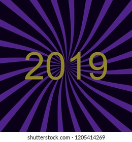 Burst ultraviolet background. Pop Art New Year 2019 vector illustration