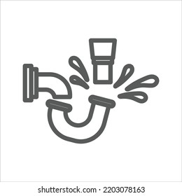 Burst Water Pipe simple line icon