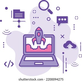 Burstable or Blazing Speed Server Concept, High Performance Machine Vector Icon Design, Cloud computing and Web hosting services Symbol, Technology Fintech Startup stock illustration,