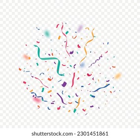 Bursting Colorful Confetti celebrations design isolated on transparent background