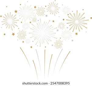 Bursting fireworks with stars and sparks background 
