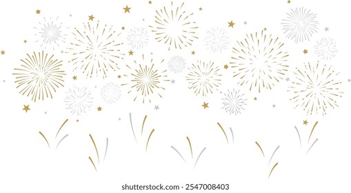 Bursting fireworks with stars and sparks background 