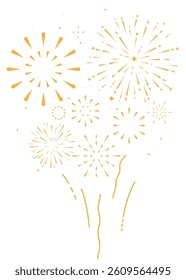 Bursting fireworks with stars and sparks, festival golden fireworks. holiday banner, poster, flyer, greeting card and decorative elements