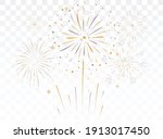 bursting fireworks with stars and sparks isolated on transparent background