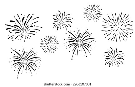 bursting fireworks with stars and sparks isolated on White background