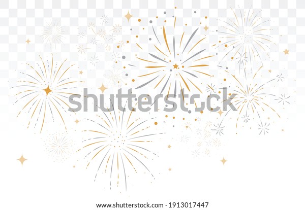 bursting fireworks with stars and sparks
isolated on transparent
background