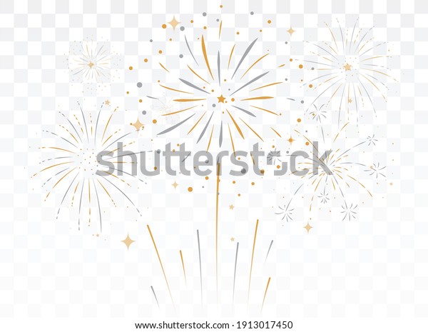 bursting fireworks with stars and sparks\
isolated on transparent\
background