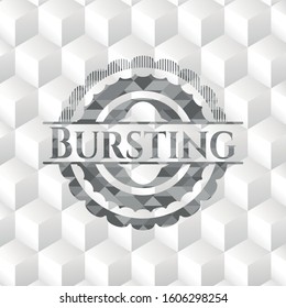 Bursting grey emblem with cube white background