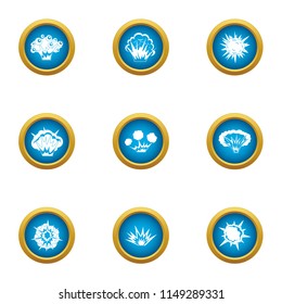 Bursting icons set. Flat set of 9 bursting vector icons for web isolated on white background
