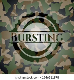 Bursting on camo texture. Vector Illustration. Detailed.
