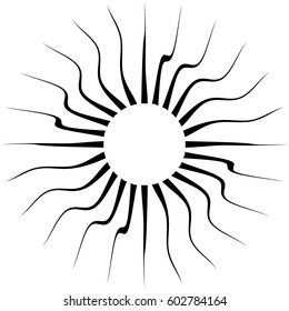 Bursting radial lines. Distorted rays, beams abstract illustration
