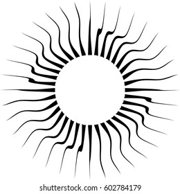 Bursting radial lines. Distorted rays, beams abstract illustration