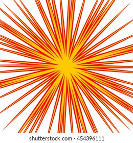 Bursting radial lines dutone explosion effect. Starburst, sunburst element.