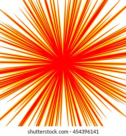 Bursting radial lines dutone explosion effect. Starburst, sunburst element.