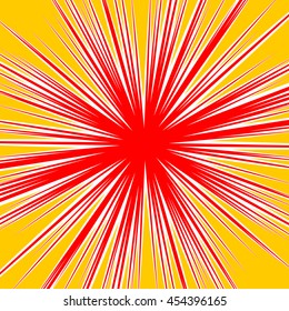 Bursting radial lines dutone explosion effect. Starburst, sunburst element.