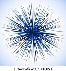 Bursting radial lines. Starburst, sunburst element, irregular radiating lines.