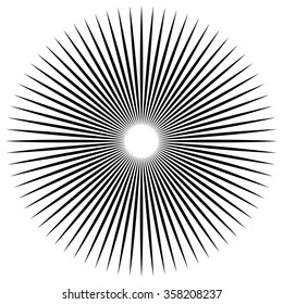 Bursting, radiating lines. Converging, pointed abstract element. Vector