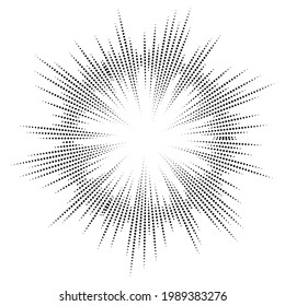 Bursting rays. Sunburst frame. Abstract equalizer element with dotted lines for design. Vector illustration isolated on white background