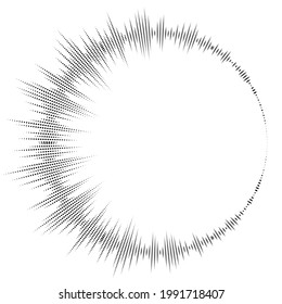 Bursting rays. Sunburst frame. Abstract equalizer element with dotted lines for design. Vector illustration isolated on white background