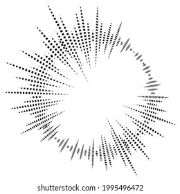 Bursting rays. Sunburst frame. Abstract equalizer element with dotted lines for design. Vector illustration isolated on white background