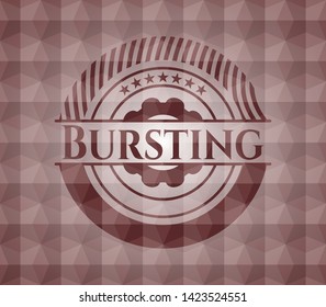 Bursting red badge with geometric pattern background. Seamless.